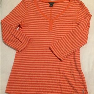 Eddie Bauer Women’s Shirt Size Small Orange Stripe